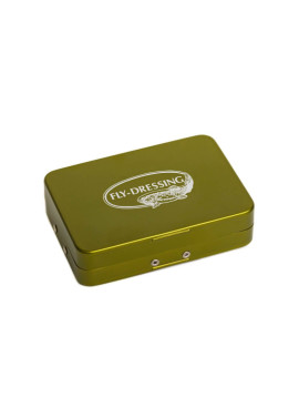Fly Dressing Aluminium Box 6 Compartments - Olive