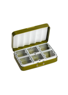 Fly Dressing Aluminium Box 6 Compartments - Olive