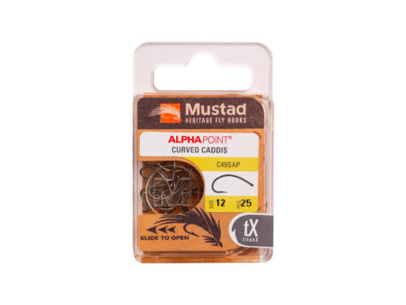 Mustad Heritage C49S Dry Fly Curved Caddis - Flugbindnindningskrok i ask