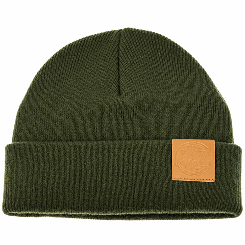 Ahrex Tight Knit Leather Patch Beanie